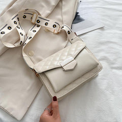 Quilted Crossbody Bag Retro PU Shoulder Bag Women's Casual Handbag & Purse