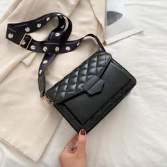 Quilted Crossbody Bag Retro PU Shoulder Bag Women's Casual Handbag & Purse