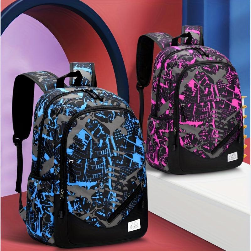 Pattern School Backpack Casual Preppy Backpack Versatile Storage