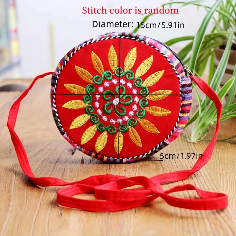 Floral Embroidery Round Bag Ethnic Style Crossbody Bag
