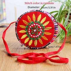 Floral Embroidery Round Bag Ethnic Style Crossbody Bag
