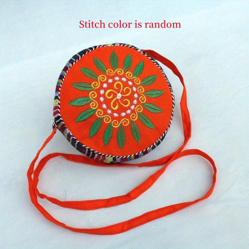 Floral Embroidery Round Bag Ethnic Style Crossbody Bag
