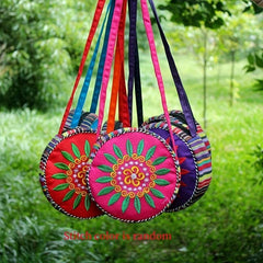 Floral Embroidery Round Bag Ethnic Style Crossbody Bag