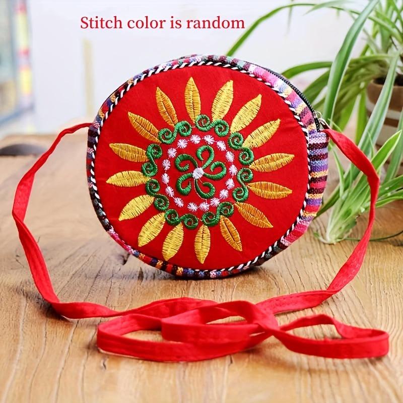 Floral Embroidery Round Bag Ethnic Style Crossbody Bag