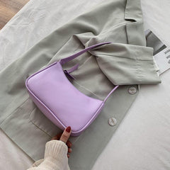 Minimalist Baguette Bag Women's PU Leather Underarm Purse Shoulder Bag