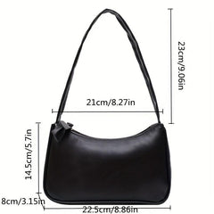 Minimalist Baguette Bag Women's PU Leather Underarm Purse Shoulder Bag