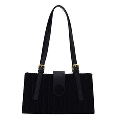Embroidered Line Shoulder Bag Handbag Magnet Clasp Perfect Underarm Bag