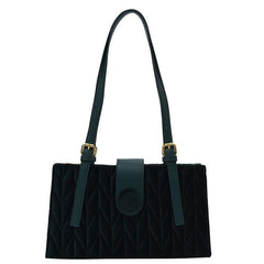 Embroidered Line Shoulder Bag Handbag Magnet Clasp Perfect Underarm Bag