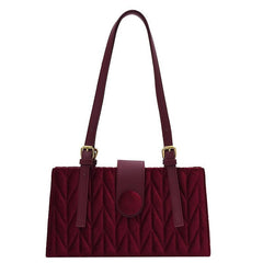 Embroidered Line Shoulder Bag Handbag Magnet Clasp Perfect Underarm Bag