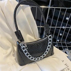 Vintage Croc Pattern Shoulder Bag Retro Handbag