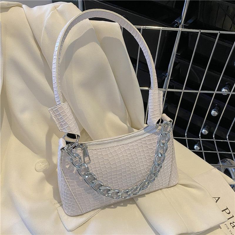 Vintage Croc Pattern Shoulder Bag Retro Handbag