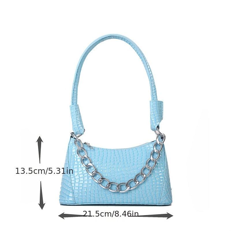Vintage Croc Pattern Shoulder Bag Retro Handbag