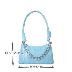 Vintage Croc Pattern Shoulder Bag Retro Handbag