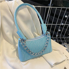 Vintage Croc Pattern Shoulder Bag Retro Handbag