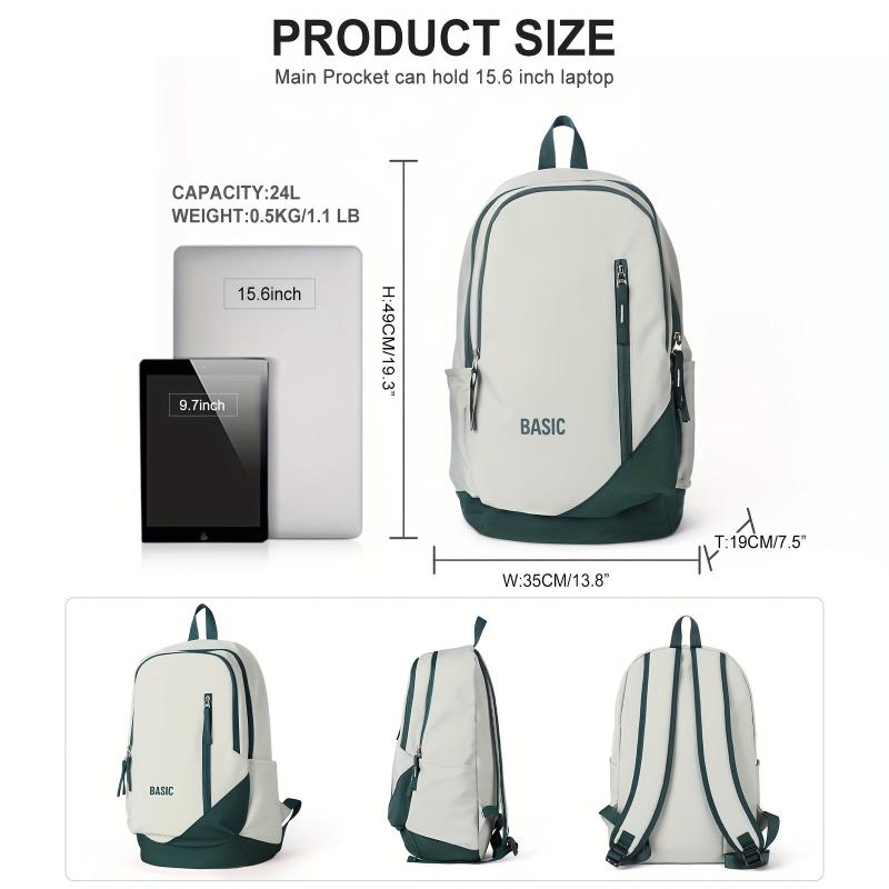 Colorblock Zipper School Daypack