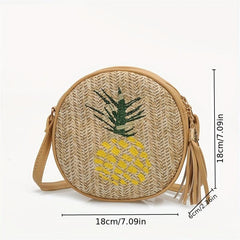 Straw Weaving Mini Bag Crossbody Beach Bag Tassel Decor Shoulder Bag