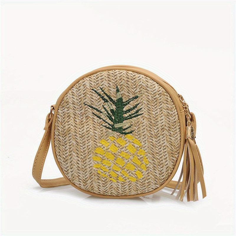 Straw Weaving Mini Bag Crossbody Beach Bag Tassel Decor Shoulder Bag