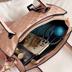 Plaid Top Handle Satchel Crossbody Bag PU Leather Handbag