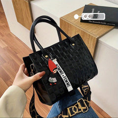 Plaid Top Handle Satchel Crossbody Bag PU Leather Handbag