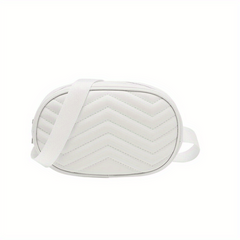 Quilted Zipper Shoulder Bag Solid Crossbody Faux Leather Waist Bag