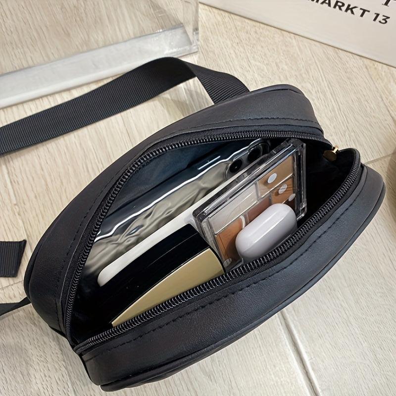 Quilted Zipper Shoulder Bag Solid Crossbody Faux Leather Waist Bag