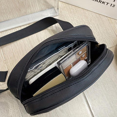 Quilted Zipper Shoulder Bag Solid Crossbody Faux Leather Waist Bag
