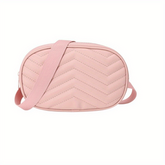 Quilted Zipper Shoulder Bag Solid Crossbody Faux Leather Waist Bag