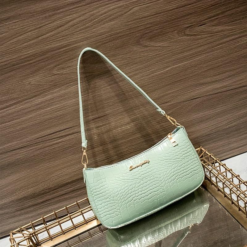 Retro Crocodile Pattern Underarm Bag PVC Shoulder Bag Women's Handbag