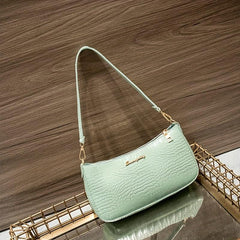 Retro Crocodile Pattern Underarm Bag PVC Shoulder Bag Women's Handbag