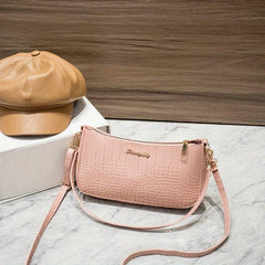 Retro Crocodile Pattern Underarm Bag PVC Shoulder Bag Women's Handbag