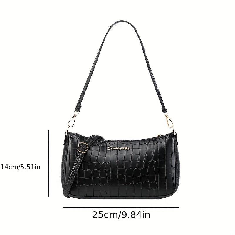 Retro Crocodile Pattern Underarm Bag PVC Shoulder Bag Women's Handbag