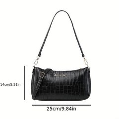 Retro Crocodile Pattern Underarm Bag PVC Shoulder Bag Women's Handbag