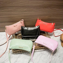 Retro Crocodile Pattern Underarm Bag PVC Shoulder Bag Women's Handbag