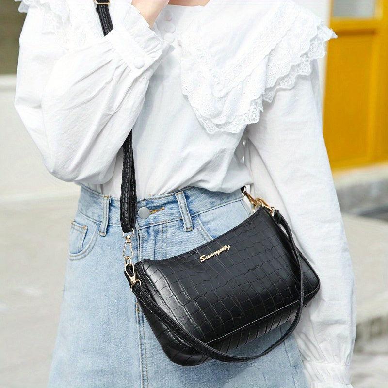 Retro Crocodile Pattern Underarm Bag PVC Shoulder Bag Women's Handbag