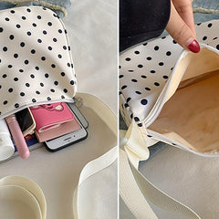 Polka Dot Nylon Shoulder Bag Large Capacity Zipper School Bag