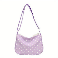 Polka Dot Nylon Shoulder Bag Large Capacity Zipper School Bag