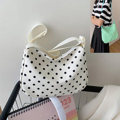 Polka Dot Nylon Shoulder Bag Large Capacity Zipper School Bag