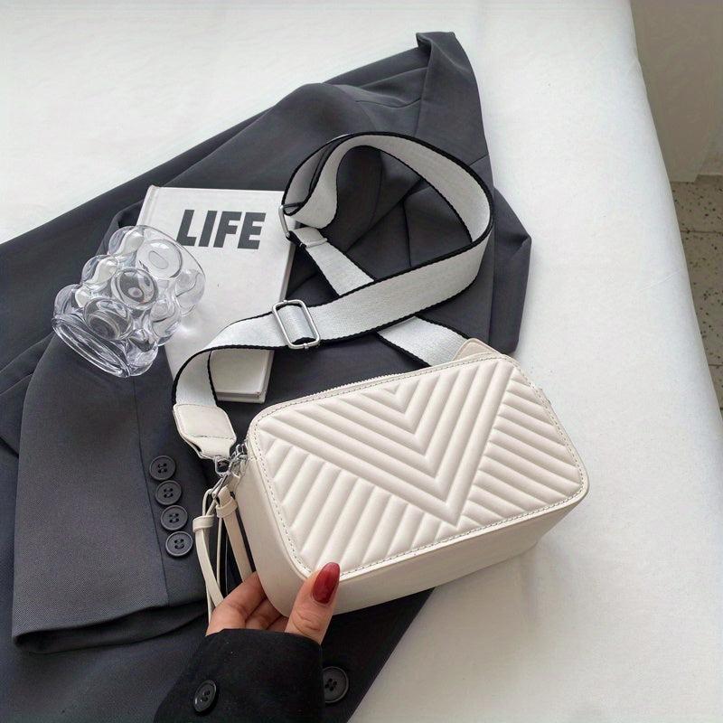 Chevron Embossed Crossbody Bag Small Square Purse