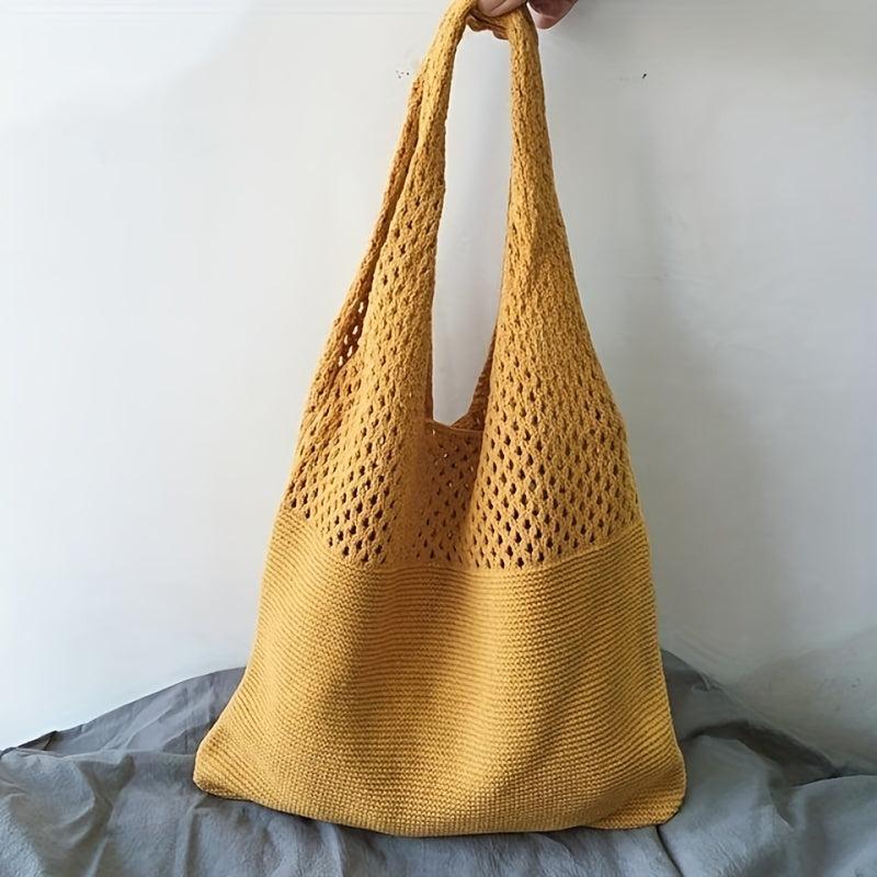 Knitted Shoulder Bag Solid Storage Bag Women's Large Capacity Bag