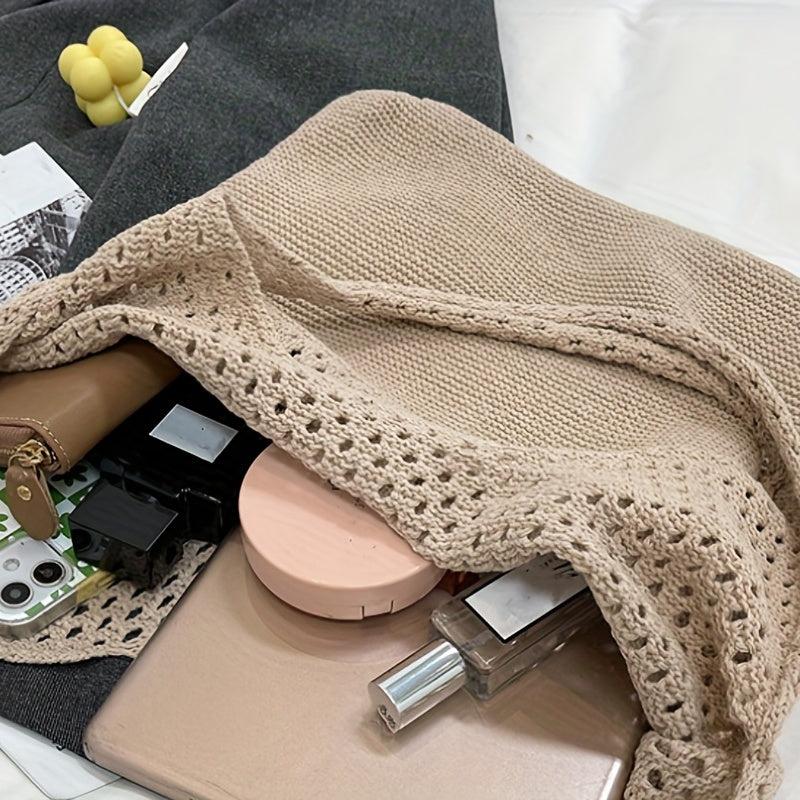 Knitted Shoulder Bag Solid Storage Bag Women's Large Capacity Bag