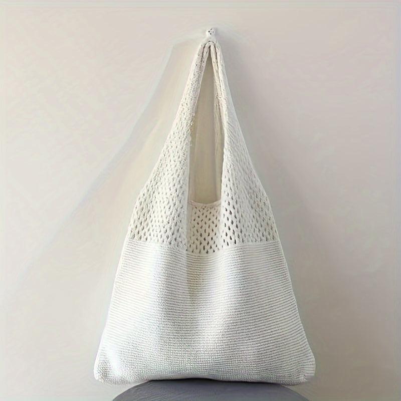 Knitted Shoulder Bag Solid Storage Bag Women's Large Capacity Bag