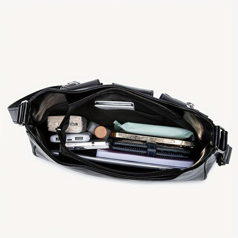 Niche Shoulder Bag Solid Hobo Bag with Chain Decor