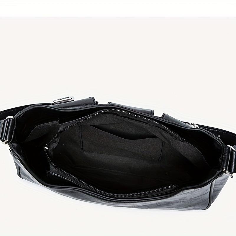 Niche Shoulder Bag Solid Hobo Bag with Chain Decor