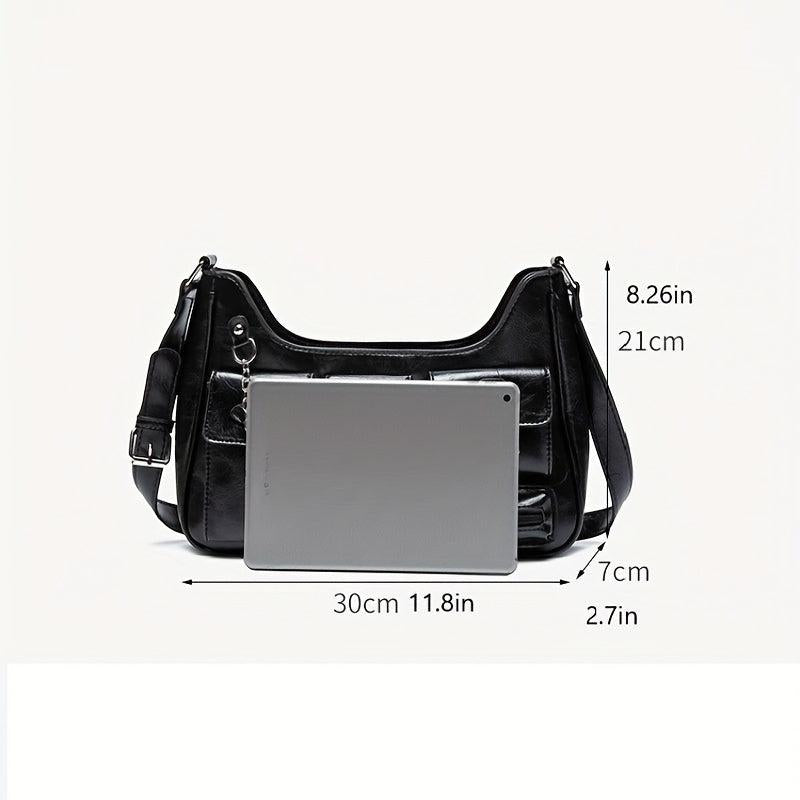 Niche Shoulder Bag Solid Hobo Bag with Chain Decor