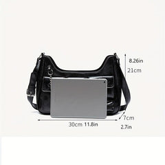 Niche Shoulder Bag Solid Hobo Bag with Chain Decor
