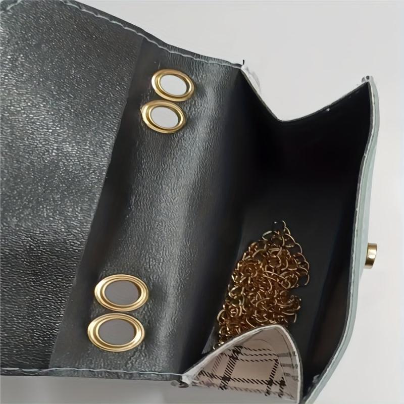 Plaid Pattern Crossbody Bag Tassel Decor Square Purse