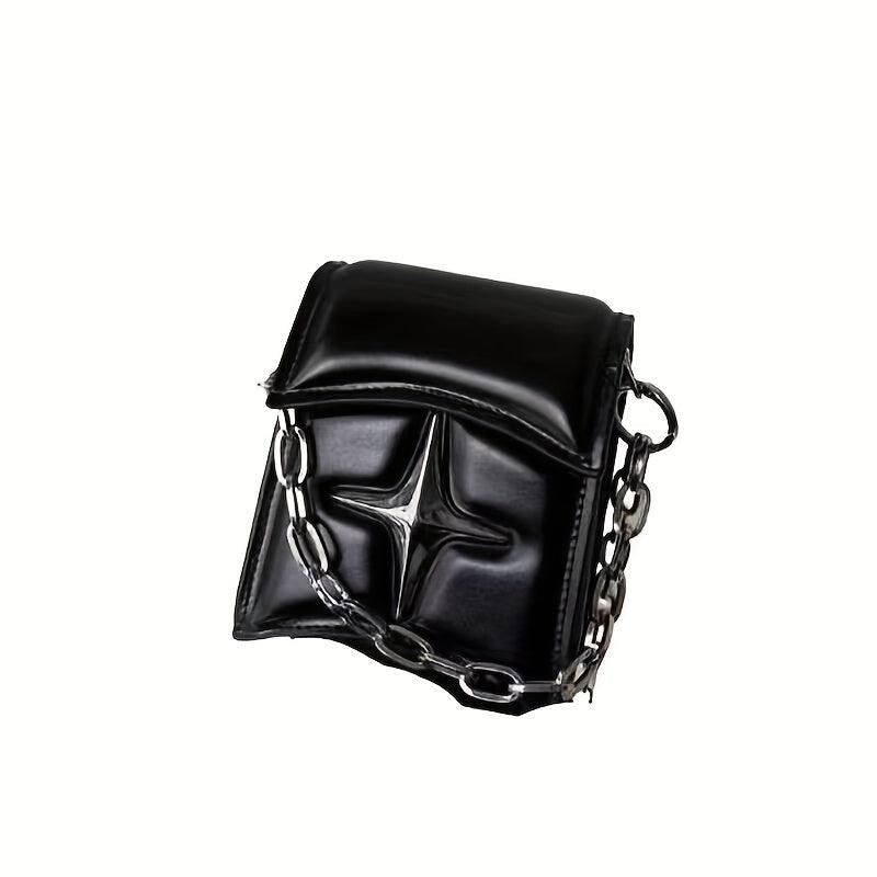 Y2K Metal Star Decor Satchel Bag with Chain Strap