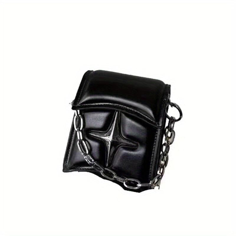 Y2K Metal Star Decor Satchel Bag with Chain Strap