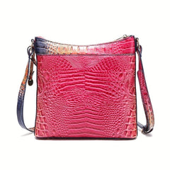 Crocodile Pattern Gradient Crossbody Bag PU Leather Textured Bag Purse