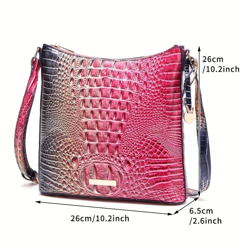 Crocodile Pattern Gradient Crossbody Bag PU Leather Textured Bag Purse
